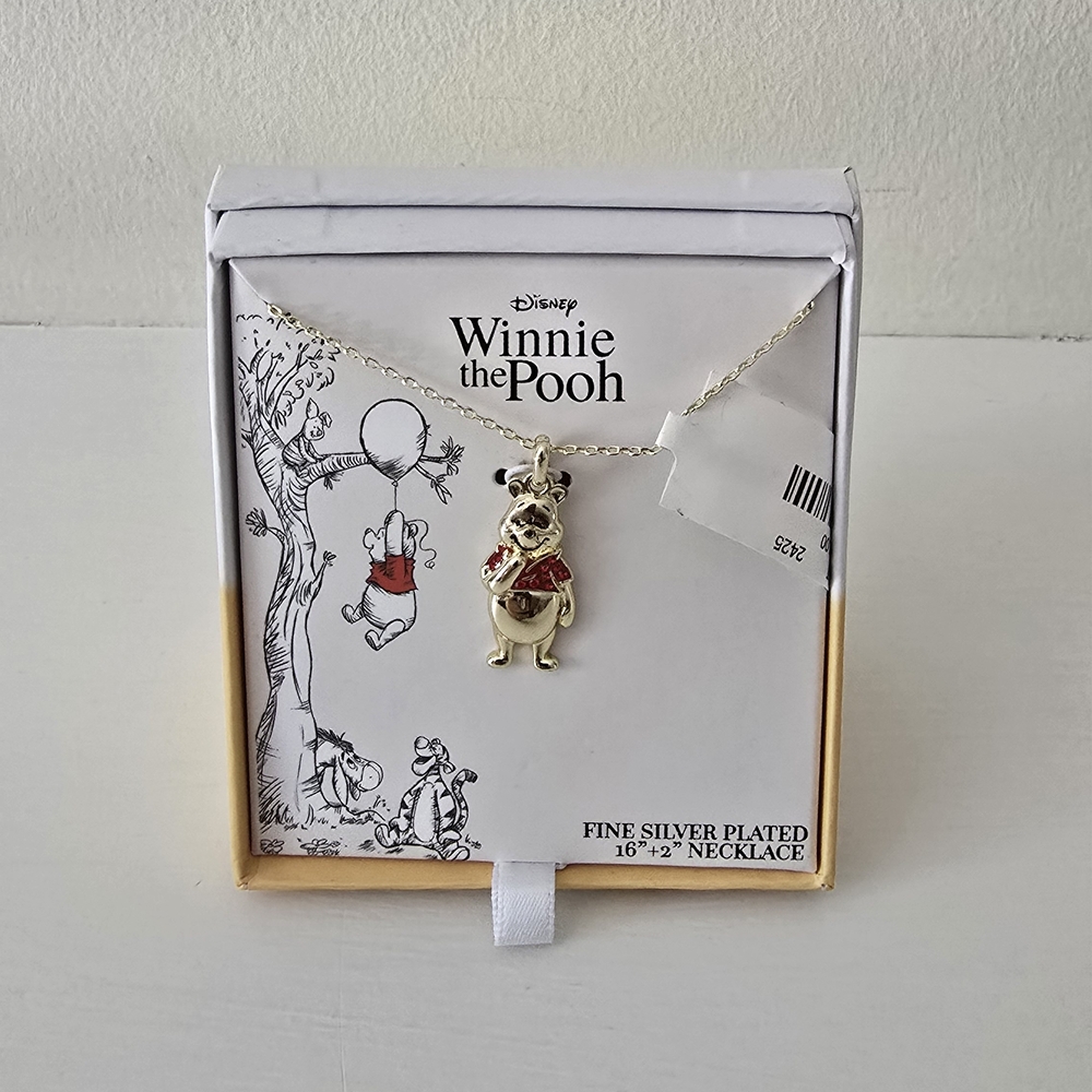 Winnie the Pooh Fine Silver Plated Necklace – Disney 16” + 2” Chain
